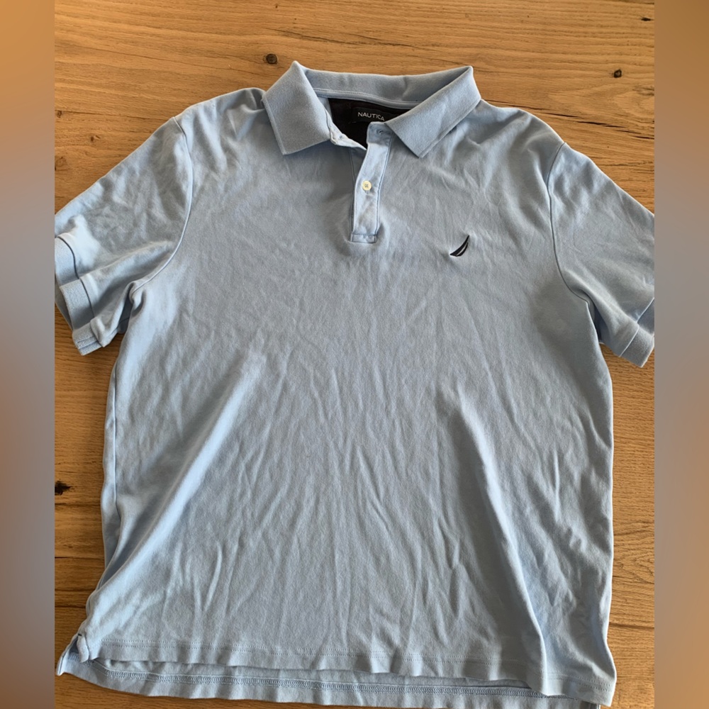 Nautica Polo Light Blue Short Sleeve Logo No Pocket size XL‎ Preowned Men’s